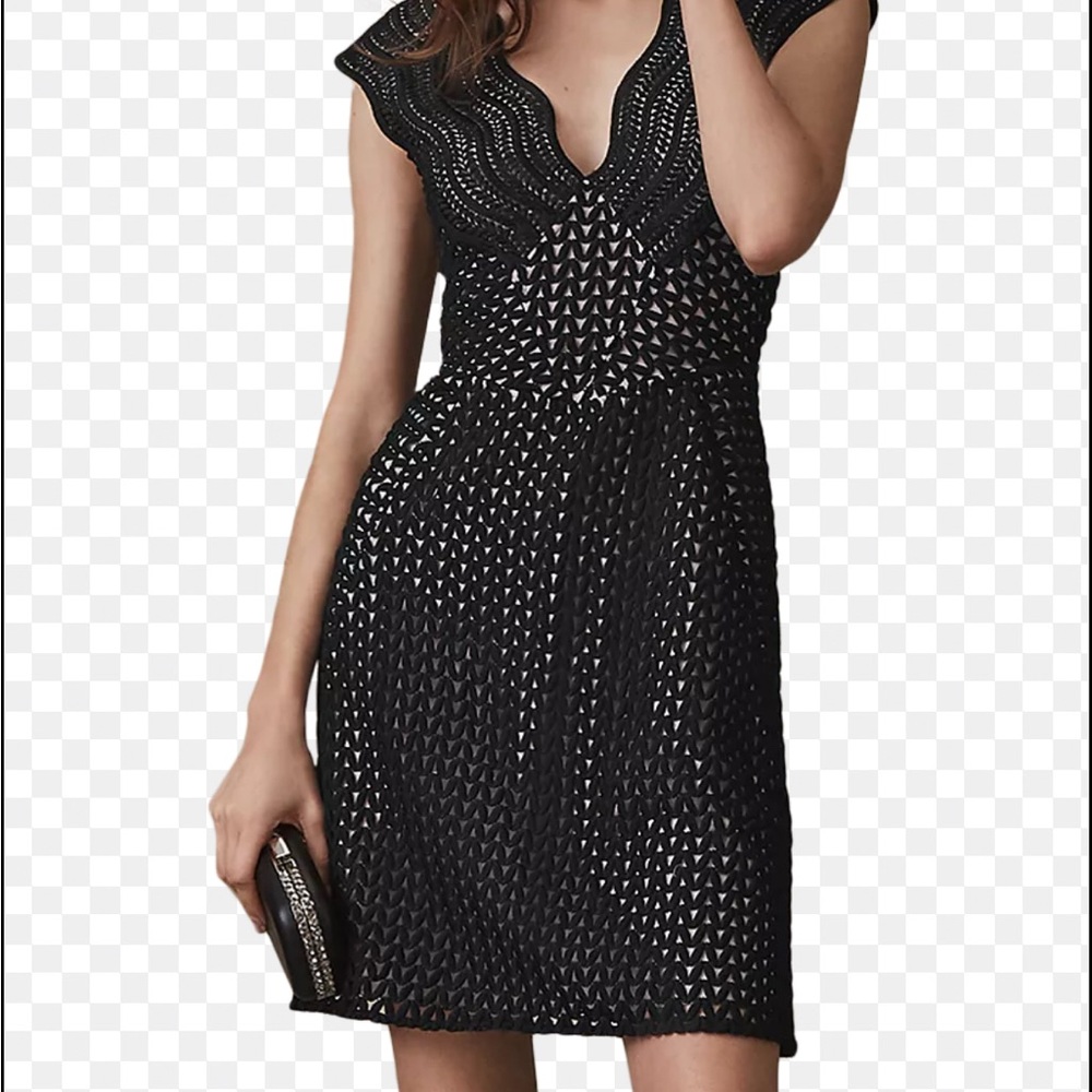 Reiss Black Lace-Patterned Midi Dress